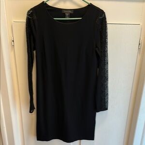Tahari Black Sheath Long Sleeve Cocktail Dress